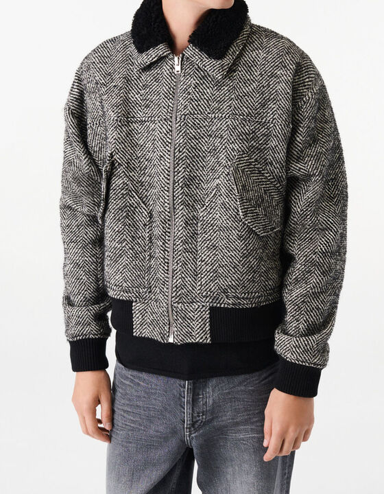 KEBOH HERRINGBONE AVIATOR JACKET